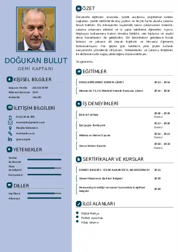 Gemi Kaptanı CV Örnekleri cv indir